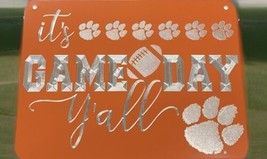 Clemson Tigers Metal Fan Cave Diamond Etched Tailgate Garden Flag Sign 12x9 NCAA - £27.34 GBP