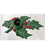 Antique Cast Iron Christmas Holly with Red Berries Candle Holder 5 1/2” ... - €20,80 EUR