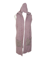 Oliver Faux Fur Knit Cardigan Vest Mauve Blush Pink Hood Open Front Pock... - £19.05 GBP