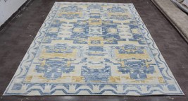 Vintage Finish Ivory-Blue, Wool-Pure Silk Scandinavian Rug / Carpet, Size 11&#39;-8&quot; - £2,725.06 GBP