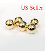 1 pc 14k solid yellow gold 6 mm round polish loose bead  6MM - $175.60 MXN