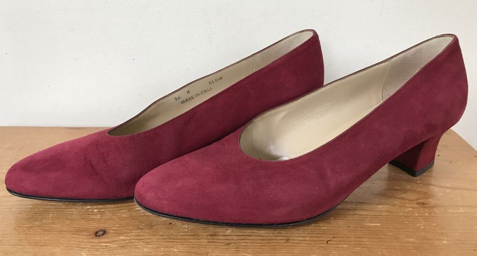 Primary image for Vintage Bally Italy Wine Red Suede Leather Glow Formal High Heels Pumps 7.5M 38