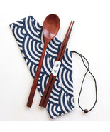 Japanese Style Portable Outdoor Chopsticks Spoon Cloth bag (Set of 3) - £14.90 GBP