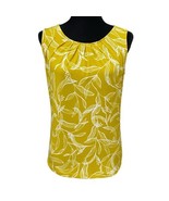 Ann Taylor Factory Mustard Yellow Floral Leaves Sleeveless Stretch Top S... - $14.99