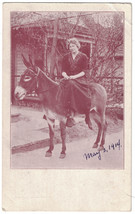 Real Photo Postcard RPPC Lady on Donkey St. Paul MN 1914 Cancelled 1c stamp - £6.87 GBP