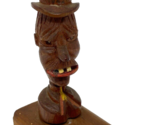 Vintage Hand Carved Wooden Novelty Man in Top Hat with Teeth - $23.74