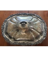 Vtg Sheffield Silver Plated Entree Serving Dish Large Lid With Ornate Fl... - $79.19