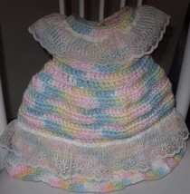 Infant Dress With Lace Trim Preemie, Newborn, Variegated Multi Pastels Hand Made - £20.94 GBP