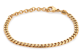 Handmade Cuff Chain Bracelet For Men Made Of Gold Plated Over Stainless Steel By - £28.09 GBP