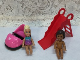Mattel Barbie Chelsea Doll Slide &amp; Bumper Car &amp; 2 Dolls - £7.65 GBP