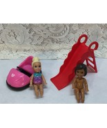 Mattel Barbie Chelsea Doll Slide &amp; Bumper Car &amp; 2 Dolls - £7.62 GBP