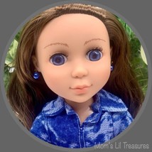 Blue Glass Round Dangle Doll Earrings · 14 Inch Doll Jewelry - £3.92 GBP