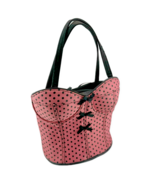 Unbranded Womens Bust Corset Purse Double Strap Pink With Black Polka Dots - £38.87 GBP