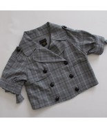 Andrew Company Women Double Breasted Cropped Blazer Gray Plaid Size M - $19.77