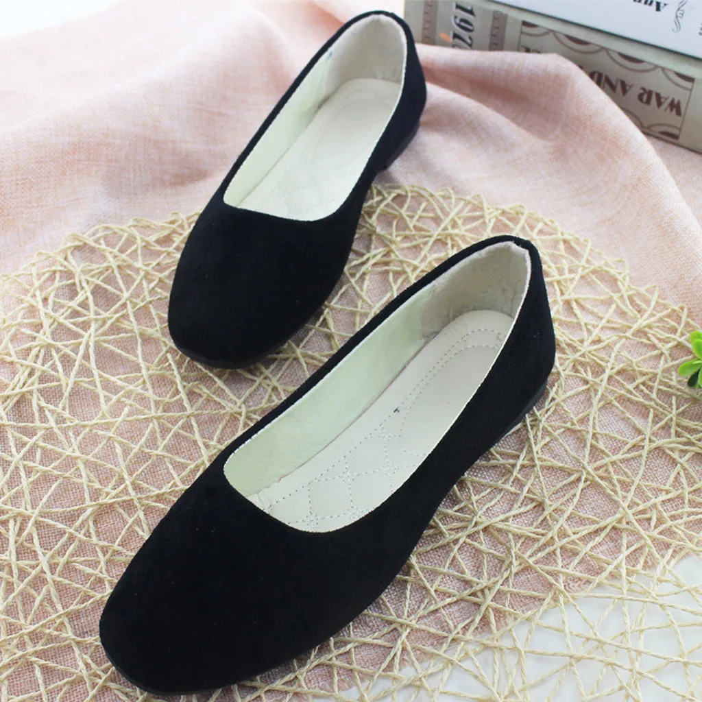 New Women Flats Solid Color Loafers Ladies Ballet Shoes Slip-On Pointed Toe Fema - £17.32 GBP
