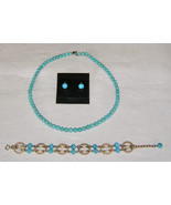 VINTAGE LOT OF 3 NATURAL TURQUOISE BEADED NECKLACE+EARRINGS+ADJUSTABLE B... - $346.24 MXN