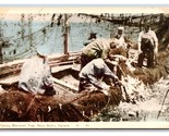 Fisherman Pursing Mackeral Trap Nova Scotia NS Canada UNP WB Postcard S5 - $4.42
