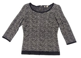 Moth Anthropologie Black White Lana Chenille Pullover 3/4 Sleeve Sweater XS - £3.97 GBP