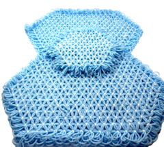 Easter Spring Decorative Crochet Table Mats Vintage Set of 3 Baby Blue a... - $14.84