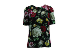 Dolce &amp; Gabbana Floral Print Top In Viscose Women Black Xs - £161.92 GBP