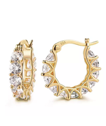 Gold, Silver Plated Hoop Earrings With Cubic Zirconia Unisex, Hip Hop Je... - £10.23 GBP
