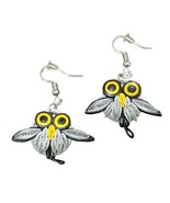 Gray Owl Dangle Earrings Eco Friendly Paper Quilling Artisan Jewelry - $14.99