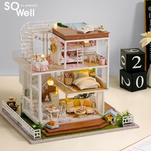 Diy Cottage Villa Is So Safe With Cover Christmas Gift Handmade Wooden Assembled - £124.38 GBP