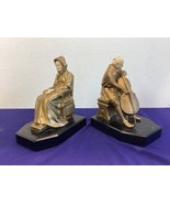 antique metal samara pair of bookends . Ivorine heads and hands. 1932 - £230.29 GBP