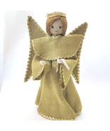 Vintage Primitive Angel Tree Topper Figurine Christmas burlap - £22.43 GBP