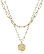 BeyondVision 18K Gold plated double layer double sided alphabet pendant necklace - £28.80 GBP