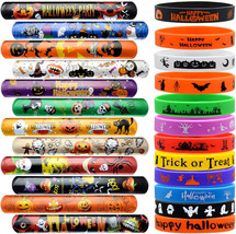 48Pcs Halloween Party Favors Slap Bracelets Rubber Wristbands Assorted G... - $28.99