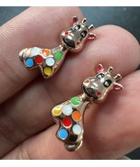 585 14K RG Stamped Charming Giraffe Colorful Enamel Stud Earrings - $745.50 MXN