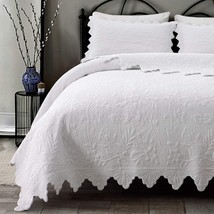 White Quilts Set Queen Size Bedspreads Farmhouse Bedding 100% Cotton Quilted Bed - £201.39 GBP