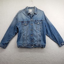 American Eagle Womens Blue Jean Jacket Size Medium Denim Trucker Stone Wash - £17.20 GBP