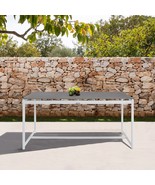 Crown White Aluminum Teak Outdoor Dining Table with Stone Top - $10,382.05 MXN
