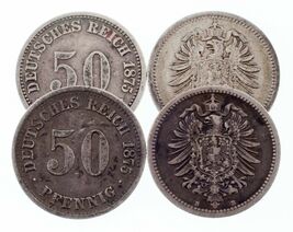 1875-1876 Germany 50 Pfenning Coin Lot of 4 (VF-XF) KM# 6 - $60.60