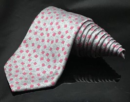 Vintage Paisley Tie Silk Red Grey Polka Dot Made in USA Oakton - £8.58 GBP