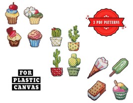 Magnets cross stitch easy patterns pdf - Ice cream mini plastic canvas charts - $4.99