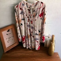 Melissa McCarthy Seven7 Multicolor Abstract Tunic Blouse Size 1X Tie In Back  - £30.50 GBP