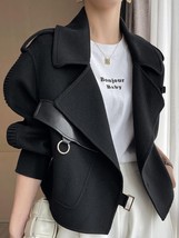 Women&#39;s Autumn Coat 2022 Pockets Solid Loose Short Jackets Ladies  &amp; Blends High - £95.64 GBP