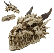 9&quot;L Smoking Bone Skeleton Fossil Dragon Head Skull Incense Burner Box Statue - £37.65 GBP