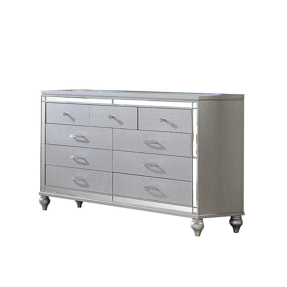 Blaze Full Bedroom Set | Upholstered Modern LED 4 Pc Metallic Gray Wood Item image 11