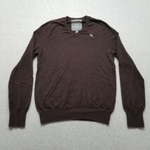 Abercrombie Fitch Sweater Mens Large Brown Pullover V Neck Logo - $341.38 MXN