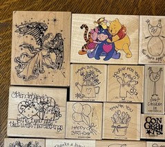 Huge Lot 75 Wood Mount Rubber Stamps Stampin Up &amp; Other Brands Assorted Themes - £35.41 GBP