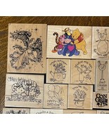 Huge Lot 75 Wood Mount Rubber Stamps Stampin Up &amp; Other Brands Assorted ... - £35.41 GBP