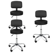 3X Adjustable Salon Stool Rolling Massage Chair Tattoo Facial Spa W/Back... - £151.24 GBP