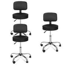 3X Adjustable Salon Stool Rolling Massage Chair Tattoo Facial Spa W/Back... - $192.99