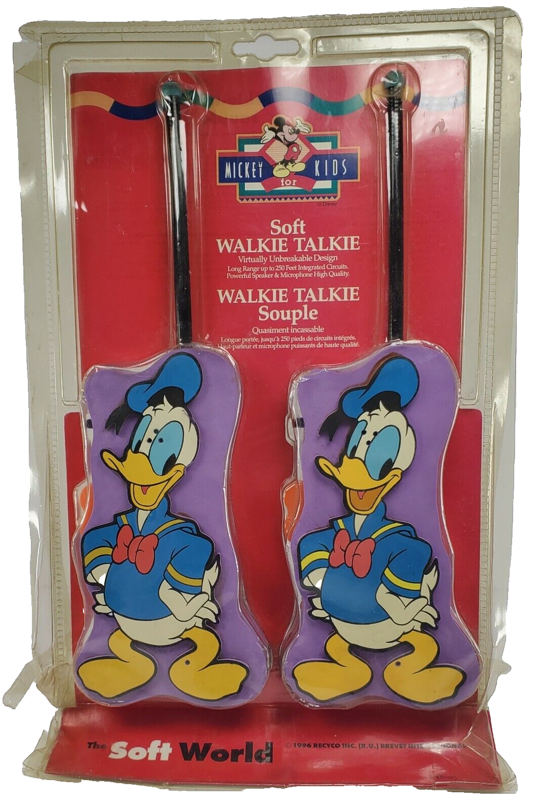 Disney Donald Duck Soft Walkie Talkie The Soft World 1996 B2092 - $9.97