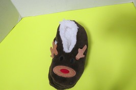Brown Reindeer Holiday Kids Boys Girls Slipper Socks Shoe Size 7-3  New ... - £7.03 GBP