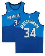 Giannis Antetokounmpo Milwaukee Bucks Autographed City Edition Jersey Fanatics - £408.12 GBP